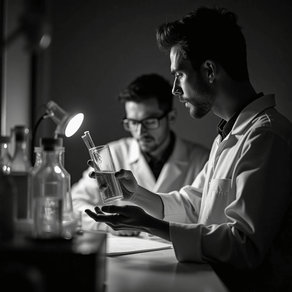 Two scientists in a laboratory inventing 10H&N1 ONYX COATING products for advanced automotive surface protection